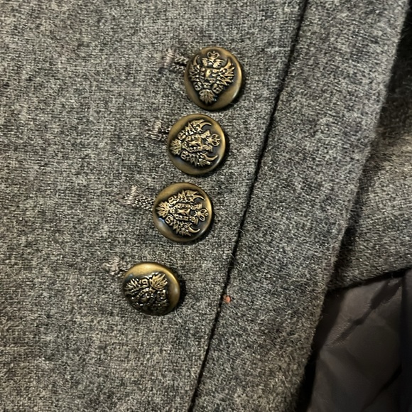 Hive & Honey Gray Wool Blend Velvet Trim Vintage Blazer Sz S - Picture 14 of 15